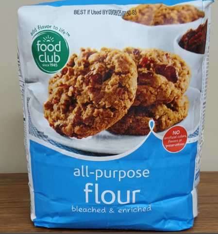 Food Club Brand All Purpose Flour, Net Wt. 5 lb, Best if Used by 03/07/2025