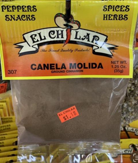 El Chilar Canela Molida, Ground Cinnamon, 1.25 oz.
