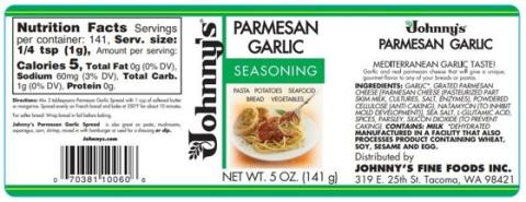 “Johnny’s Parmesan Garlic Seasoning, Nutrition Facts”