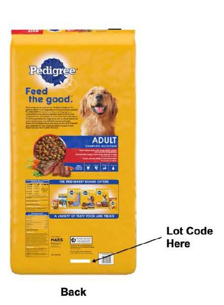 Image 2: “Back Label of Pedigree Adult Complete Nutrition Grilled Steak & Vegetable Flavor, 44 lb.”