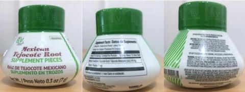 “Labeling, ELV Mexican Tejocote Root Supplement Pieces Net. Wt, 0.3 0z”