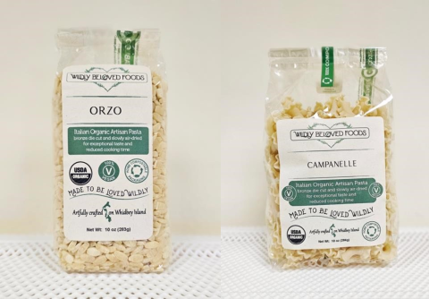Image of Wildly Beloved Foods Orzo, 10 oz; Image of Wildly Beloved Foods Campanelle, 10 oz. 