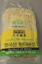 Front of package, Daily Veggies Enoki Mushroom