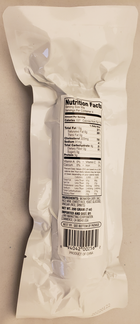 “Back label, Nutrition Facts”