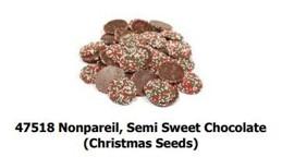 Semi sweet chocolate nonpareils with Christmas seeds