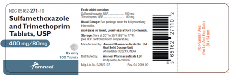 Labeling, Sulfamethoxazole/Trimethoprim Tablets, USP, 400 mg/80 mg, 100 Tablets