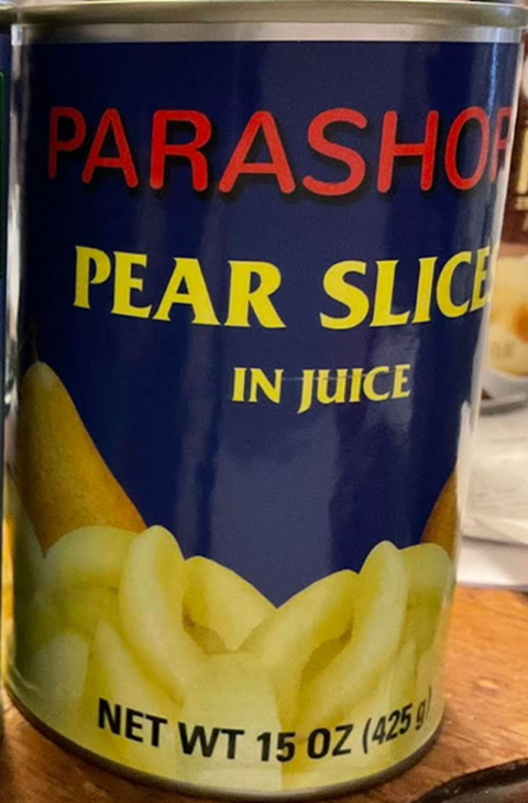 “Parashore Pear Slices in juice, 15 oz”