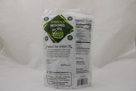 Deep Sprouted Moong Beans, Net Wt. 1 lb (label, backview)